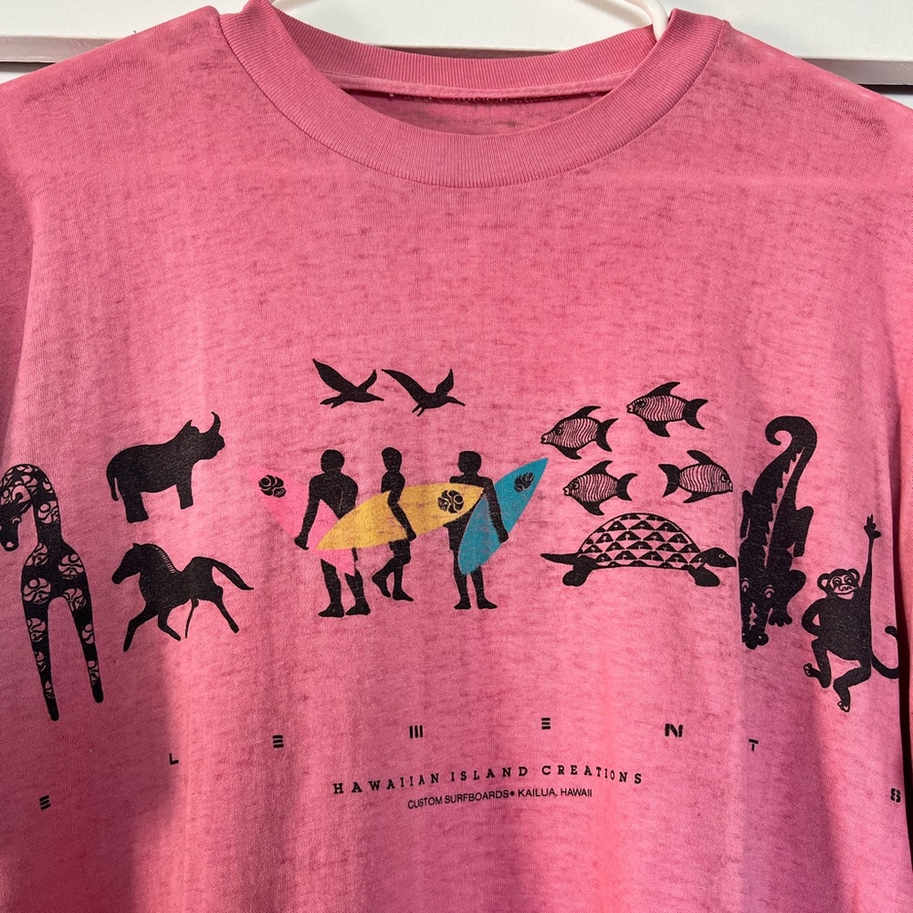 Element Vintage Hawaiian 80s Pink Graphic Short Sleeve Tee